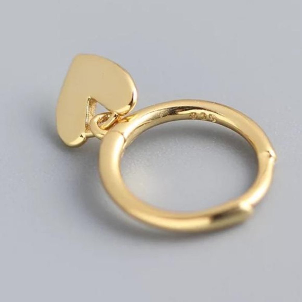 NEW GOLD TASSEL HEART HOOP EARRINGS - Picture 4 of 7